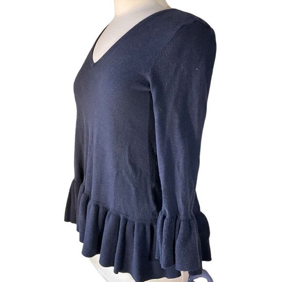 Lilly Pulitzer Adela Ruffle Hem Sweater, S. Navy. Lightweight, preppy - Picture 3 of 13